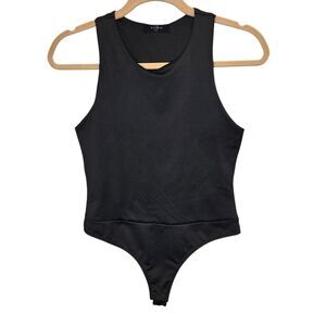 21 Saints Women's Medium High Neck Thong Bodysuit Black